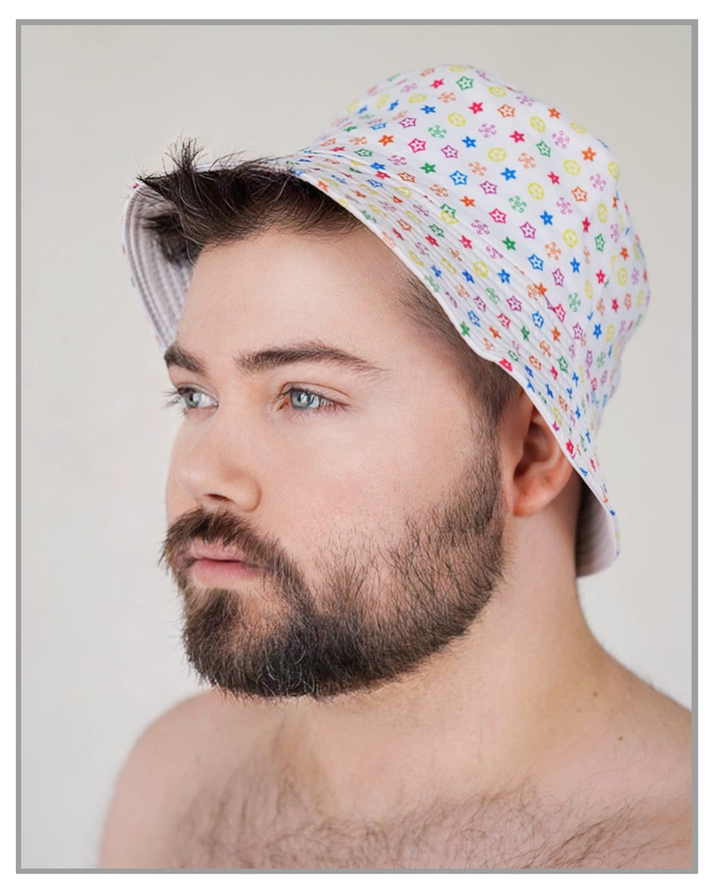 Designer Printed White Patterned Multi Color Bucket Hat