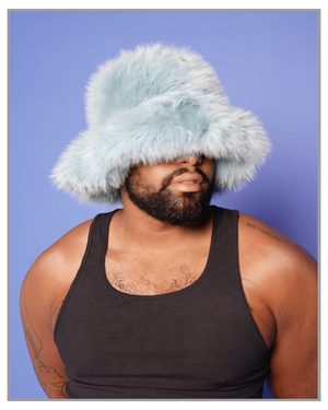 Light Blue Fluffy Winter Bucket Hat