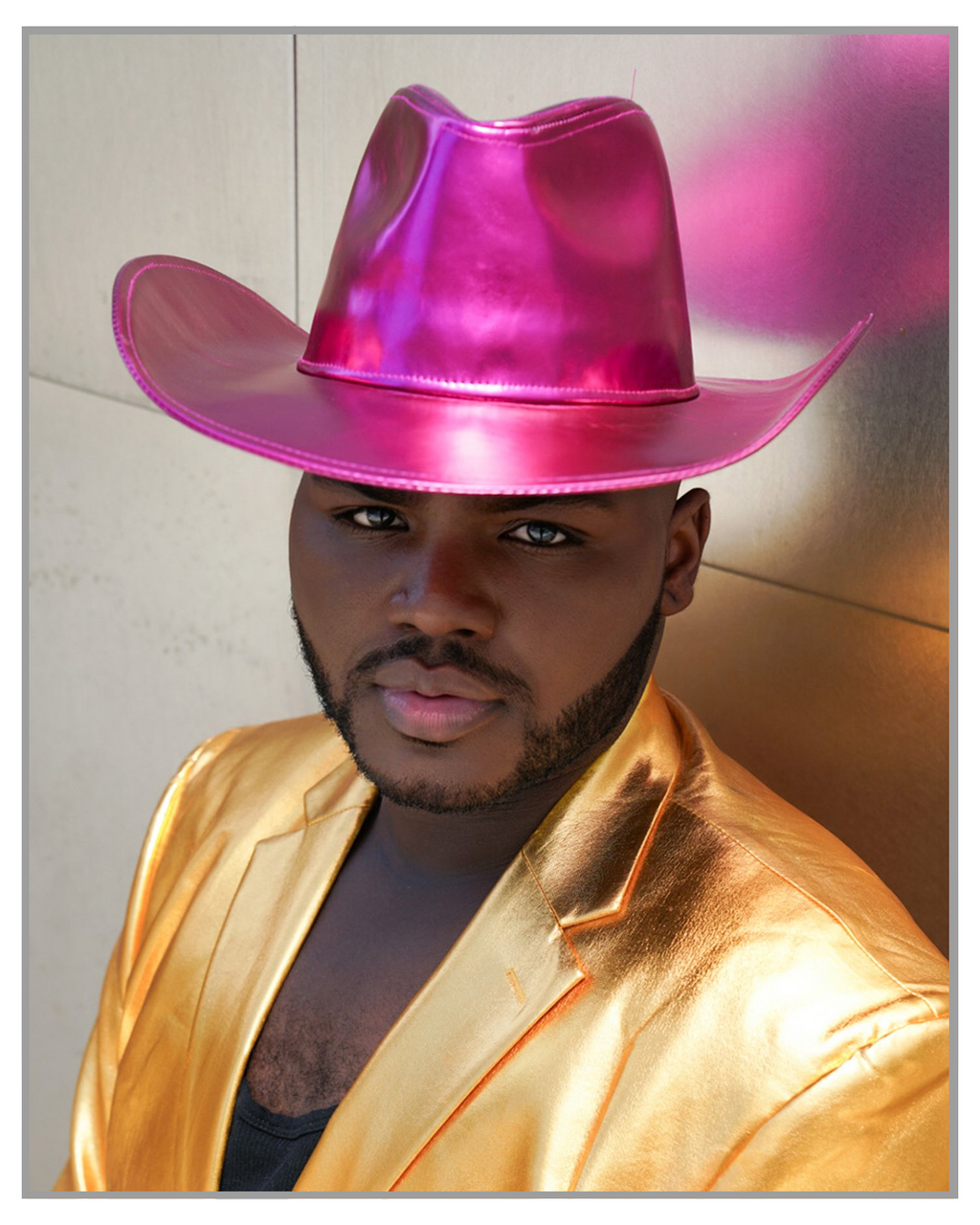 Metallic Pink Wide brim Cowboy Hat