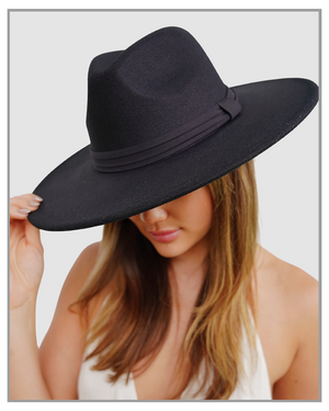 Twin Banded Black Classic Wide Brim Fedora