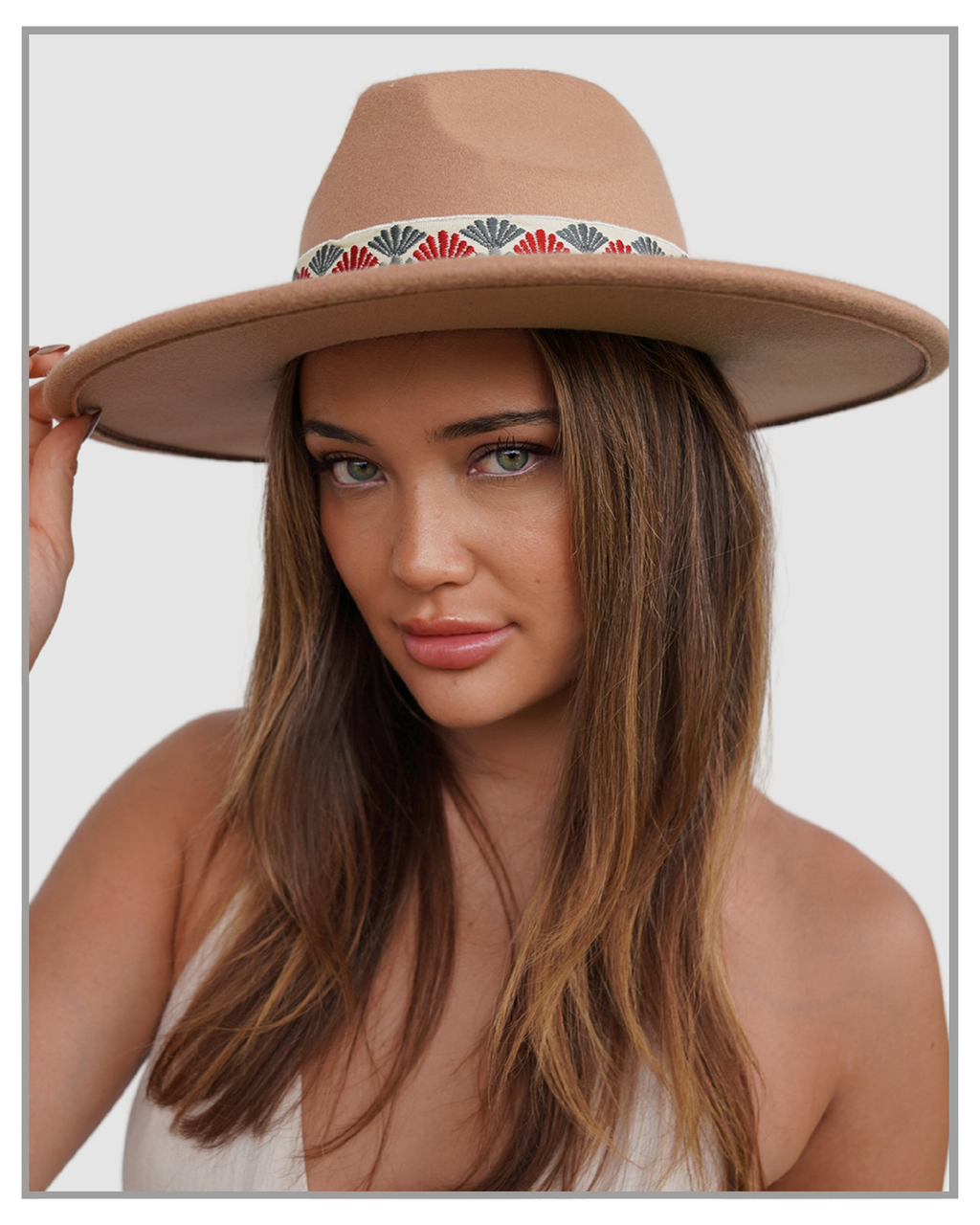 Beige Beverly Wide Brim Fedora Hat