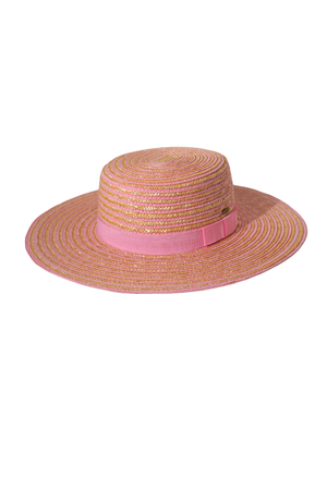 Pink Picnic Weaved Boater Hat