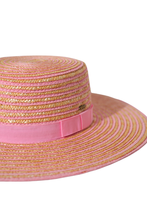 Pink Picnic Weaved Boater Hat