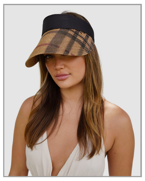 Brown Plaid Designer Style Sun Visor