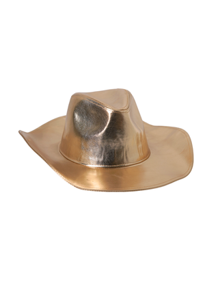 Metallic Gold Wide Brim Cowboy Hat
