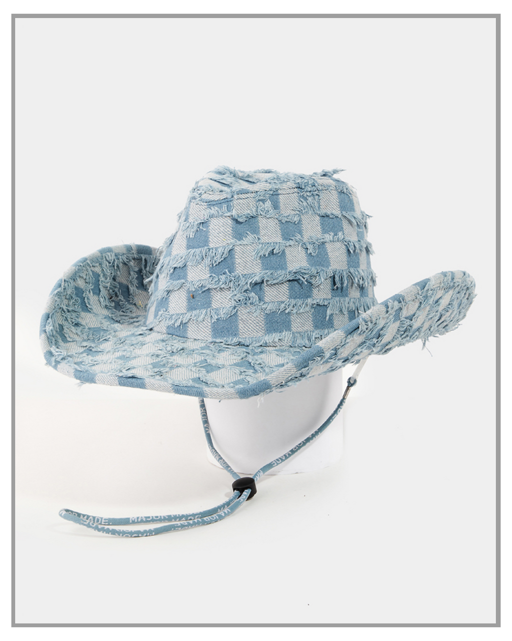 Cowboy Washed Denim Blue Checkered Hat