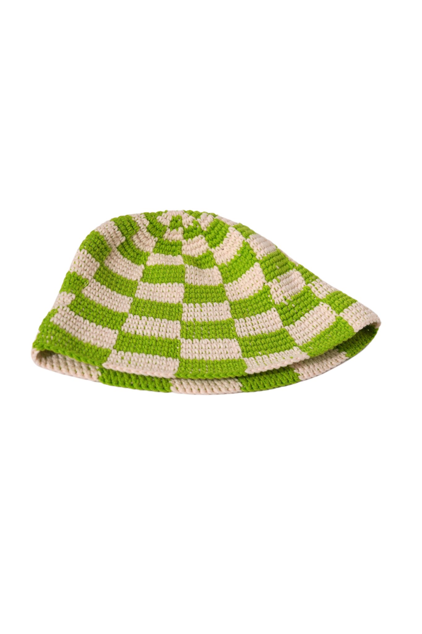 Green Checkered Hand Knitted Bucket Hat