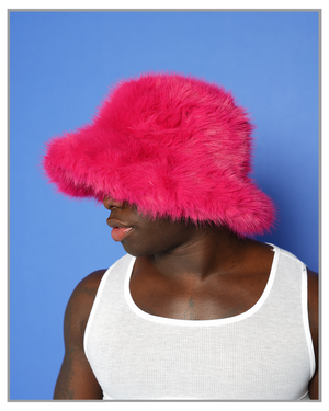 Hot Pink Fluffy Winter Bucket Hat