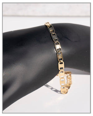 Gold Flat Chain Stacking Bracelet | Gold Flat Chain Bracelet | Gold H Link Chain Bracelet