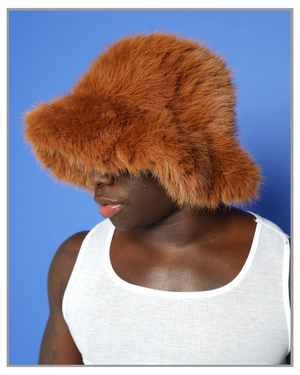 Brown Fluffy Winter Bucket Hat