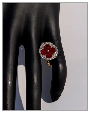 Red Clover Ring With Crystals