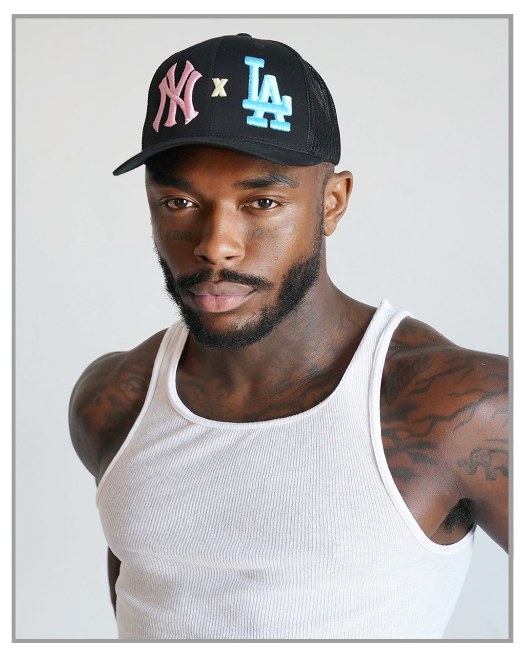 Black Pink NY X Blue LA Trucker Hat