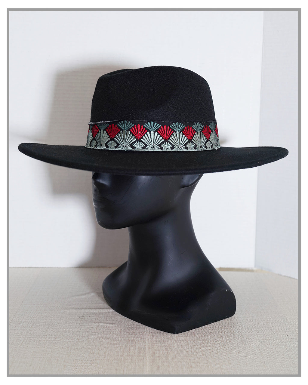 Black Western Fedora Hat with Embroidered Jazz Band