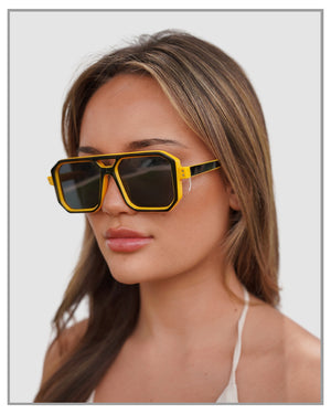 Black Yellow Octagon Driver Sunglasses