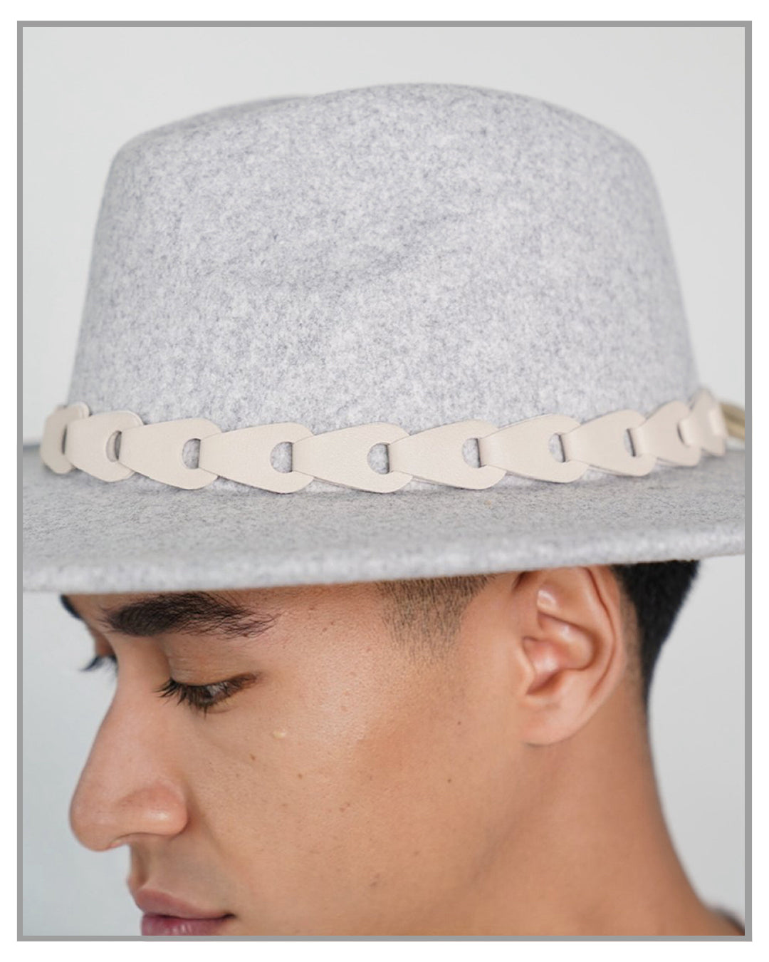 Chic Gray Fedora with Leather Strap