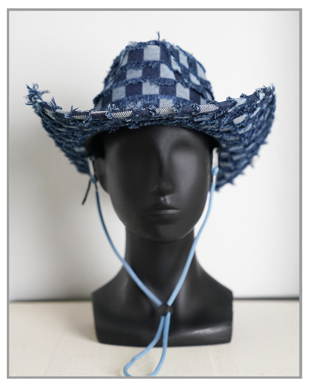 Cowboy Denim Blue Checkered Hat