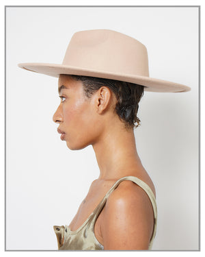 Cream Wide Brim Fedora Hat with String