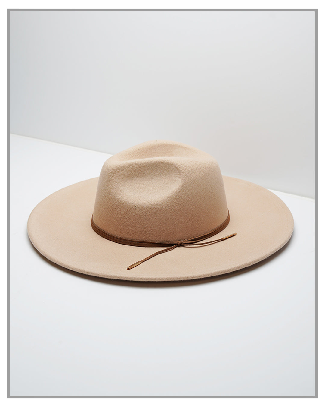 Cream Wide Brim Fedora Hat with String