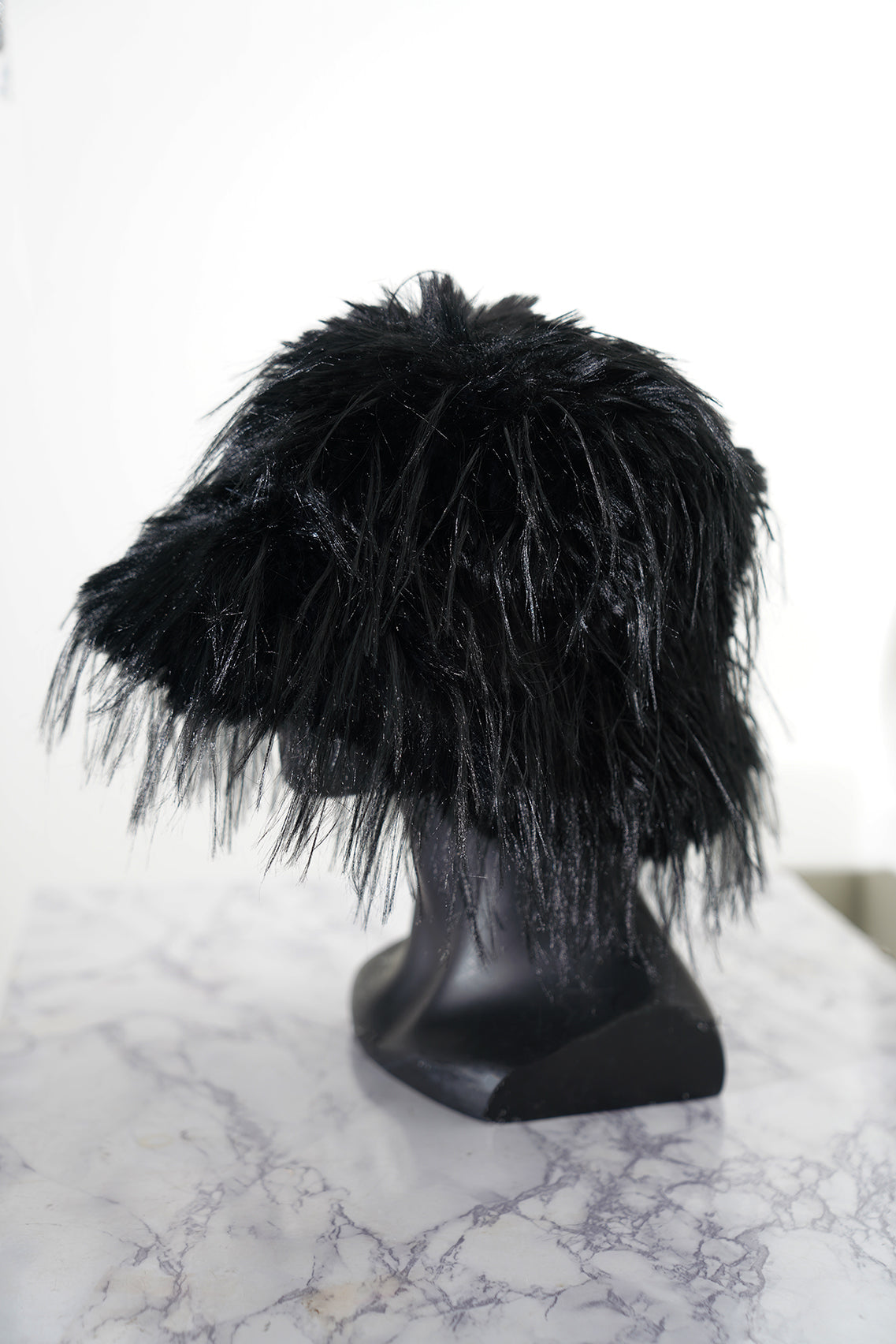 Faux Fur Black Bucket Hat