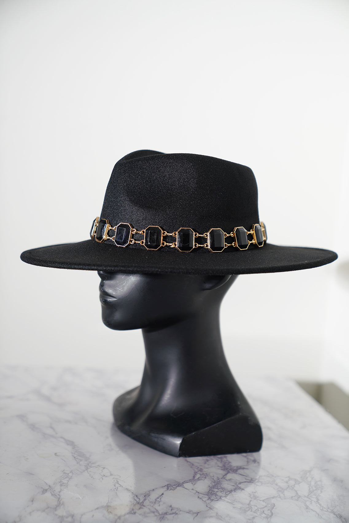 Gemstone Glam Black Fedora