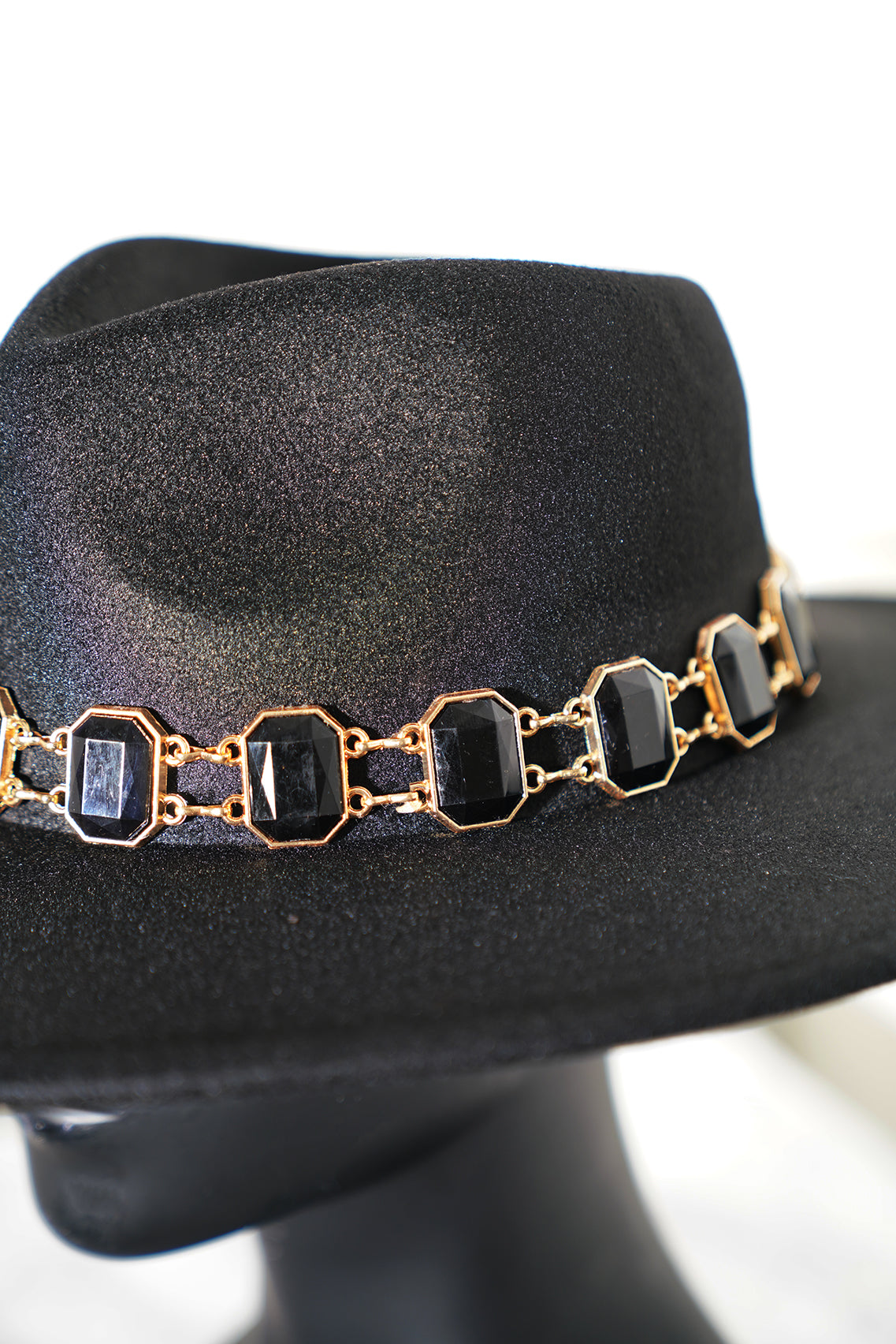 Gemstone Glam Black Fedora