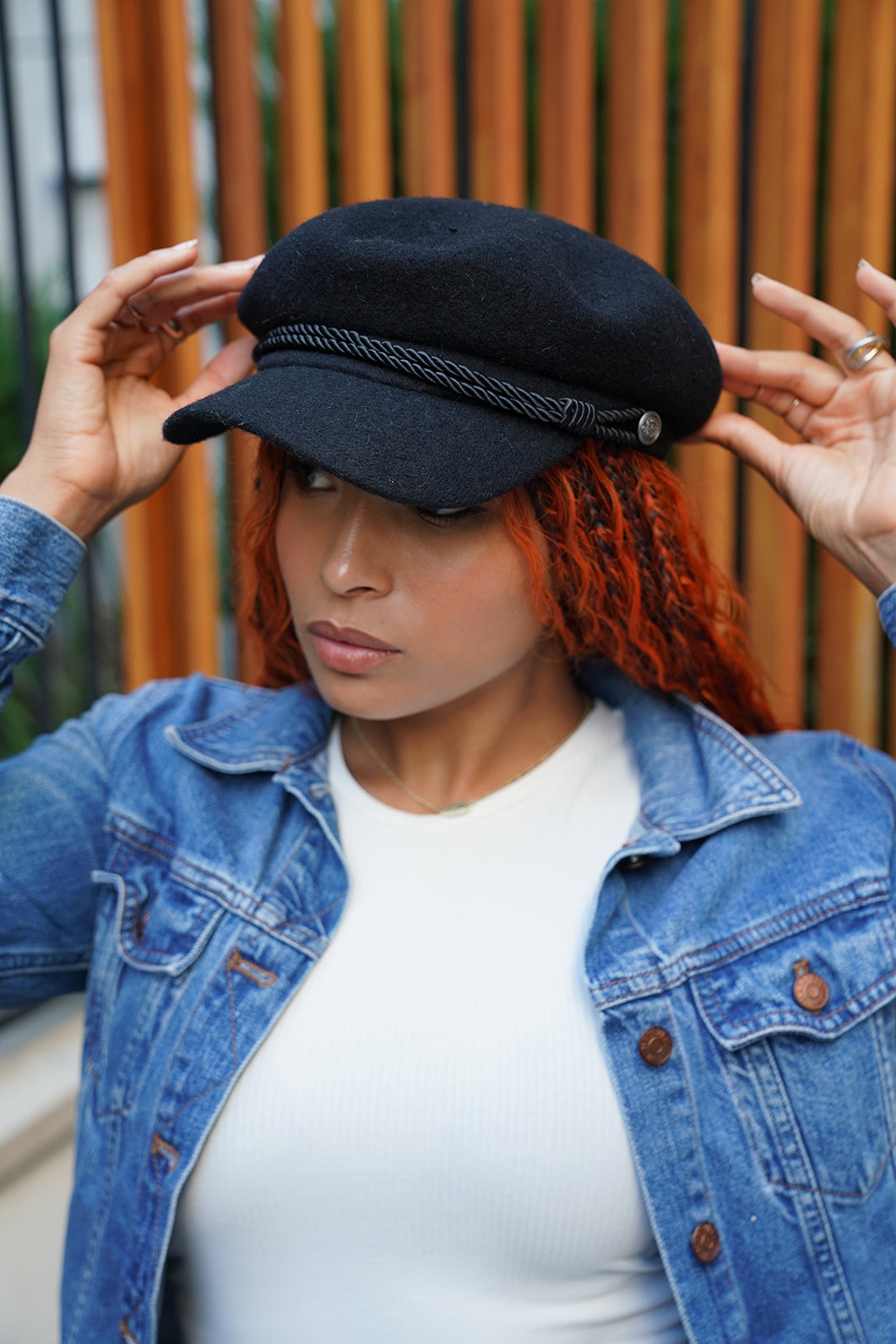 Dapper Tie Black Newsboy Hat