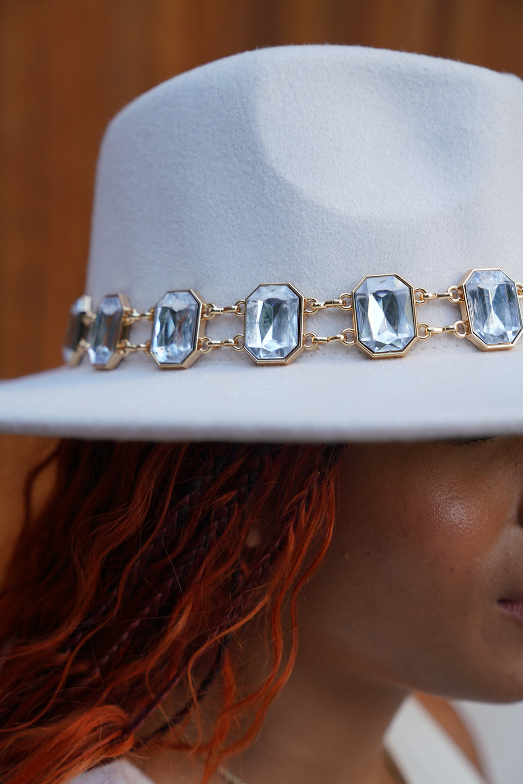 Gemstone Glam White Fedora