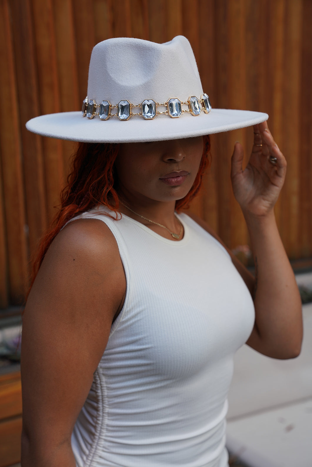 Gemstone Glam White Fedora