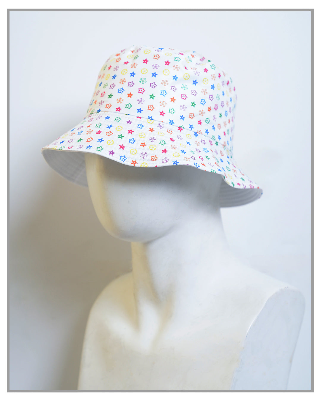 Designer Printed White Patterned Multi Color Bucket Hat