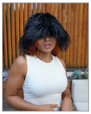 Faux Fur Black Bucket Hat