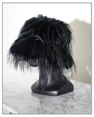 Faux Fur Black Bucket Hat