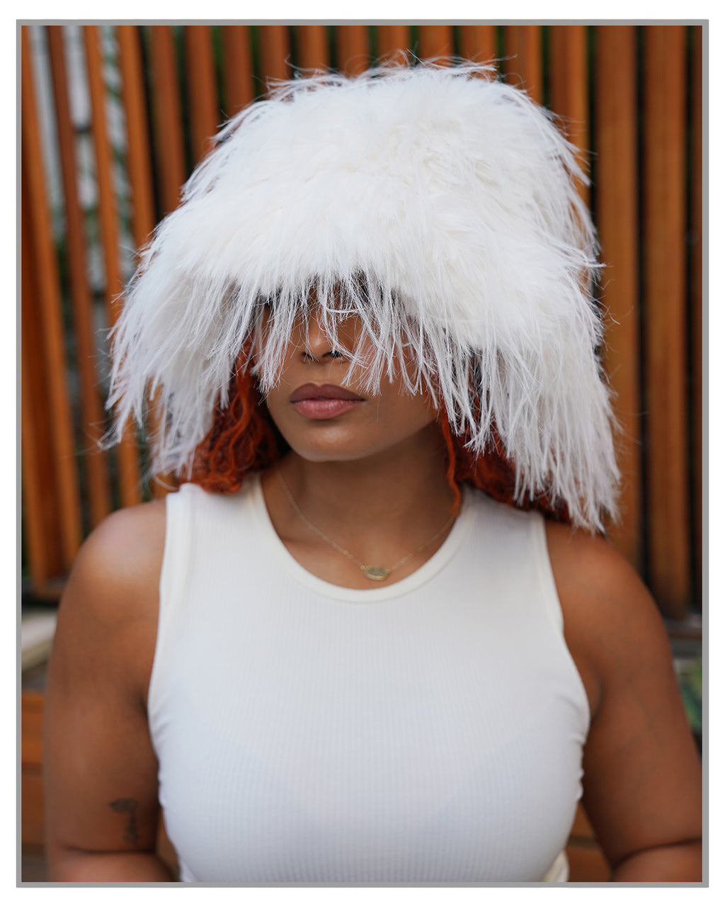 Faux Fur White Bucket Hat