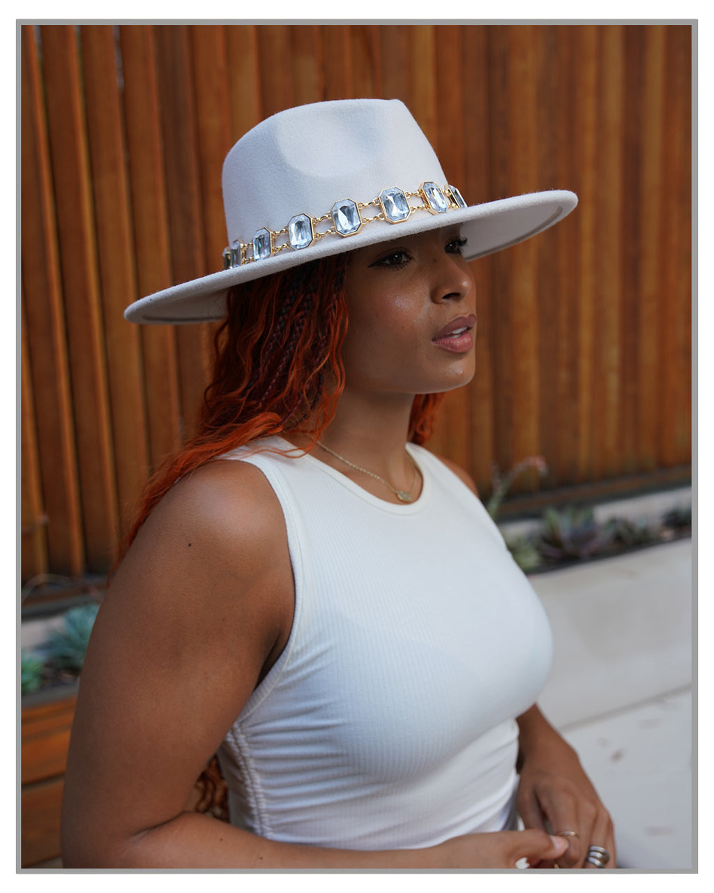 Gemstone Glam White Fedora