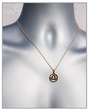 Gold Celestial Zodiac Necklace • Astrology Gold Coin Pendant • Libra Stainless Steel Necklace