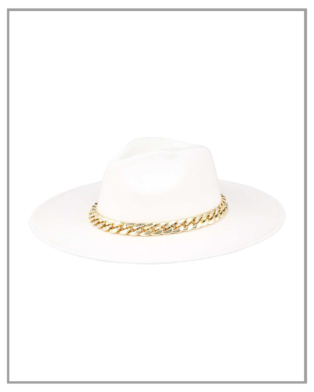 Gold Member Chain White Fedora Hat