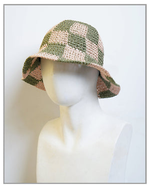 Green Brown Dual Color Crocheted Bucket Hat