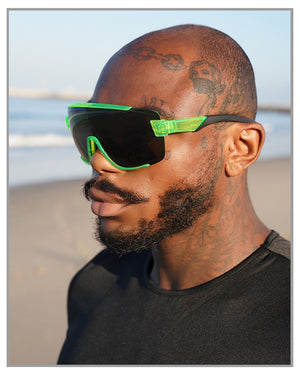 Green Maxi Frame Mono Lens Shades