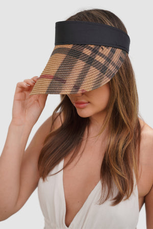 Brown Plaid Designer Style Sun Visor