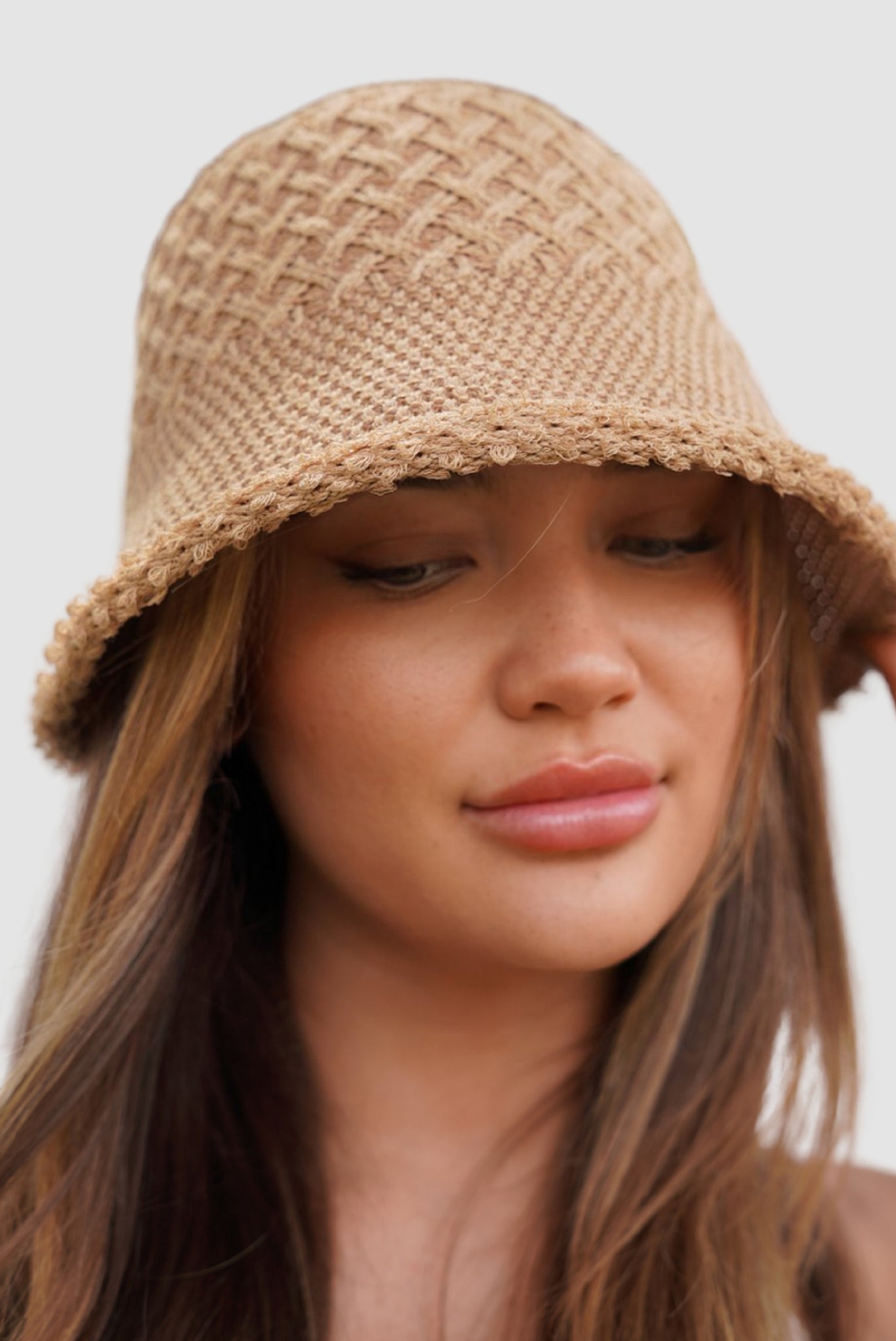 Kylie Brown Knitted Crocheted Bucket Hat