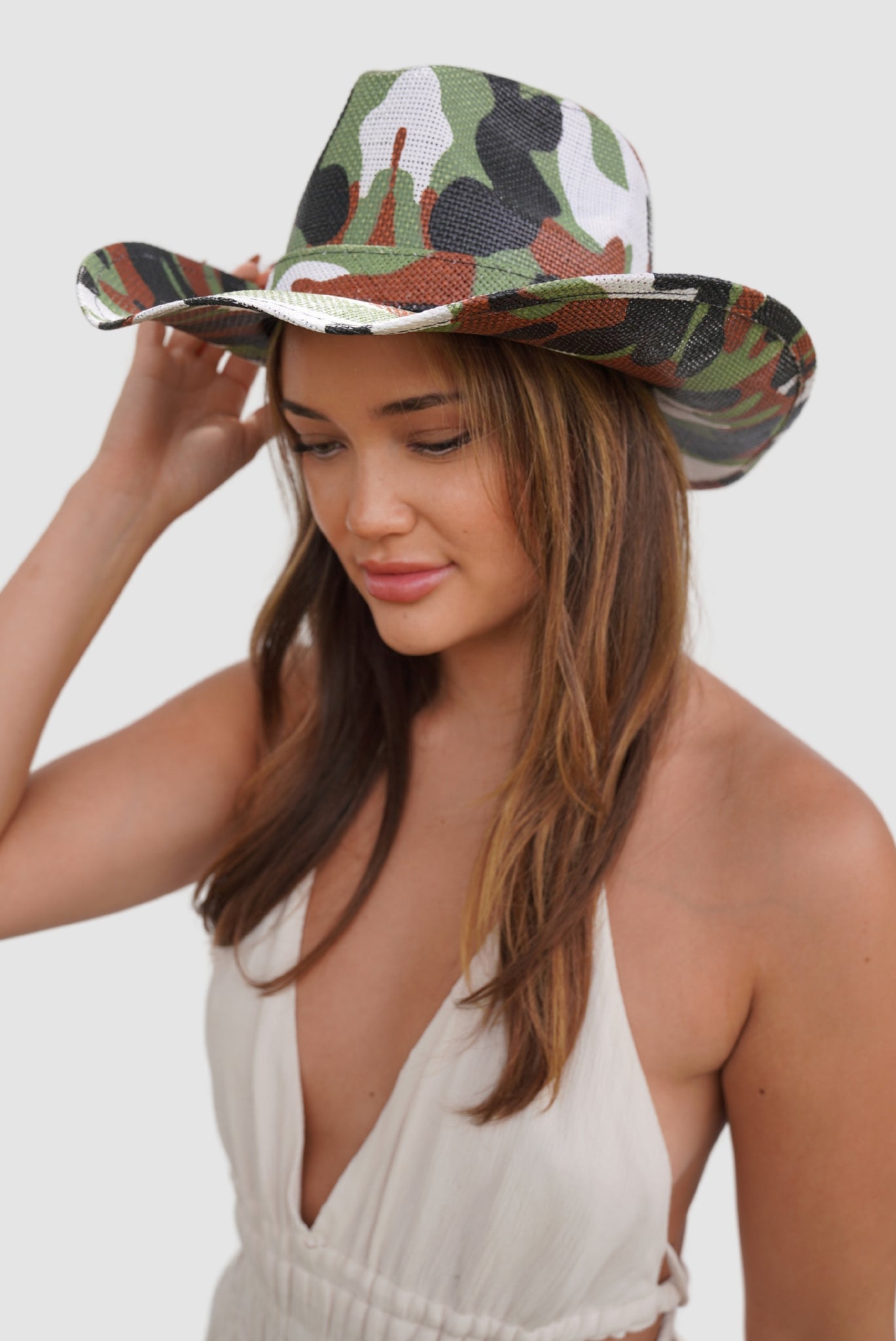 Camouflage Straw Weave Cowboy Hat