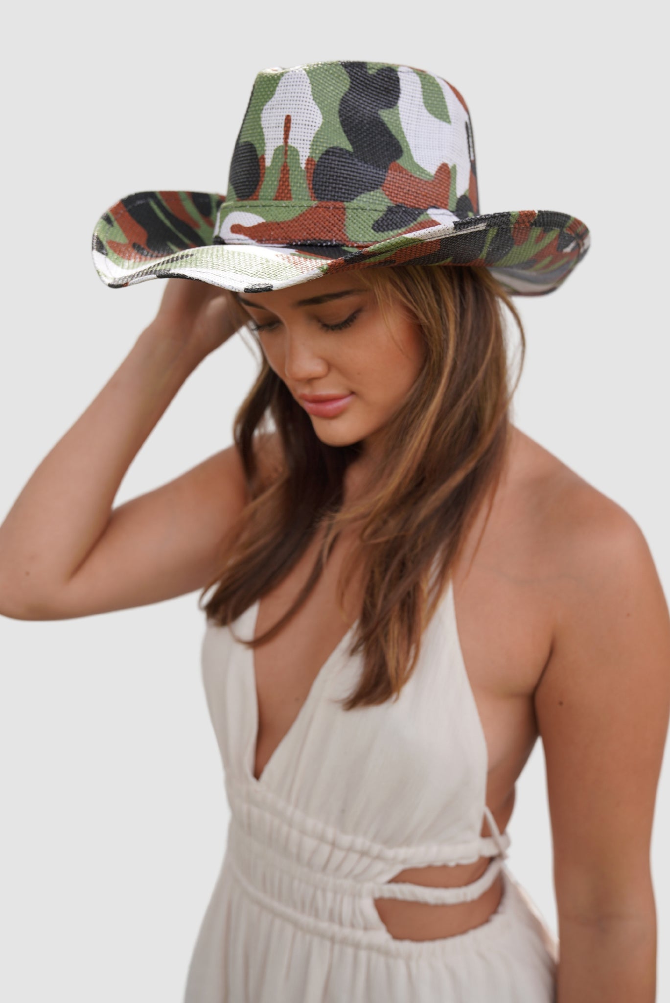 Camouflage Straw Weave Cowboy Hat