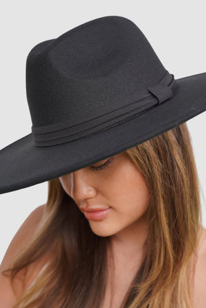 Twin Banded Black Classic Wide Brim Fedora