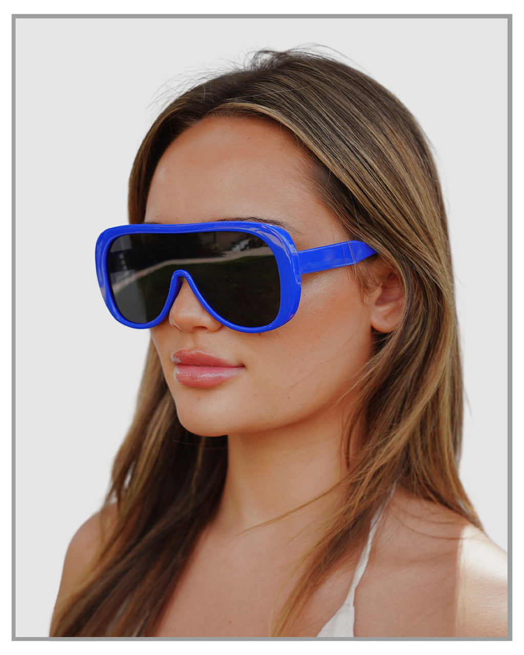 Luxe Racer Oversized Blue Sunglasses