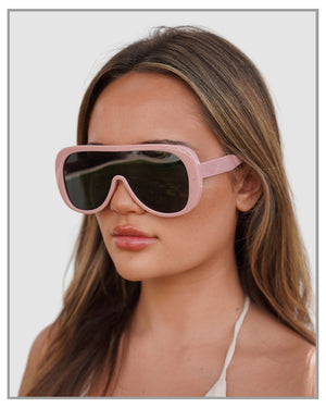 Luxe Racer Oversized Pink Sunglasses