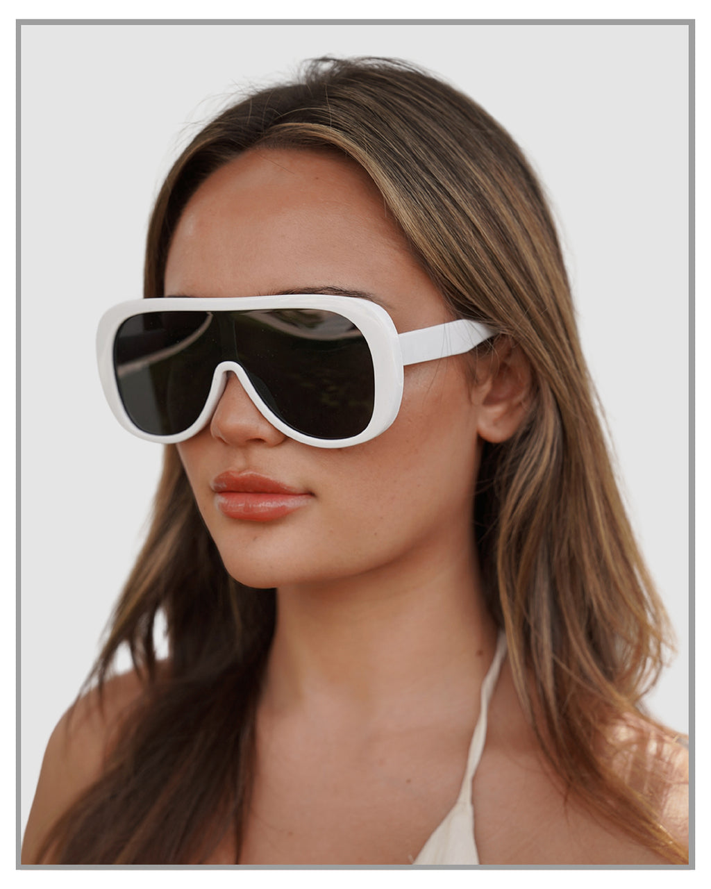 Luxe Racer Oversized White Sunglasses