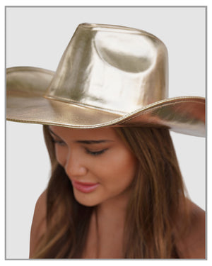 Metallic Gold Wide Brim Cowboy Hat