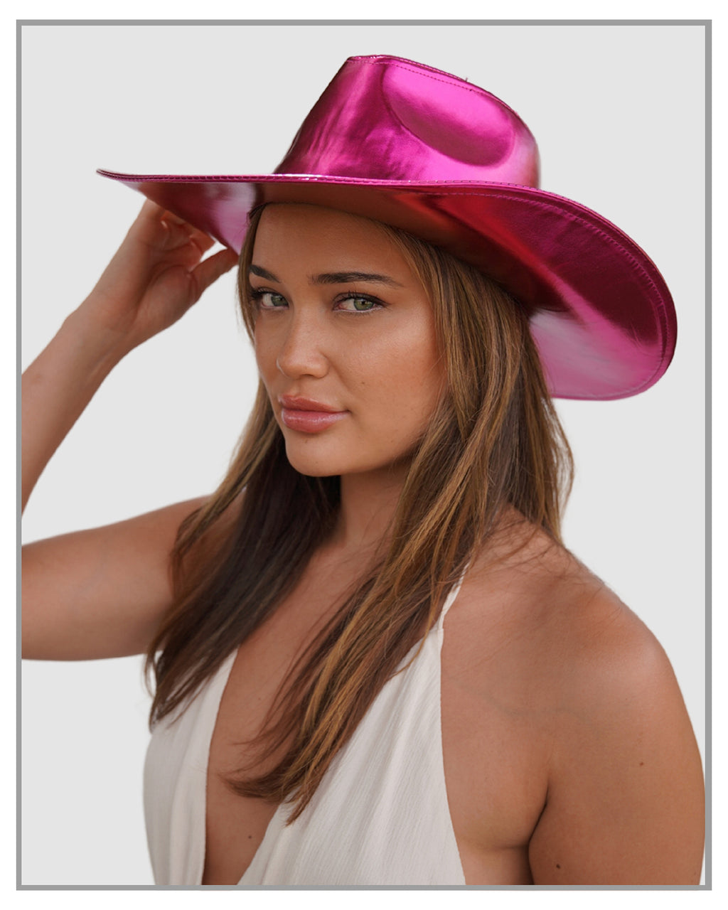 Metallic Pink Wide Brim Cowboy Hat