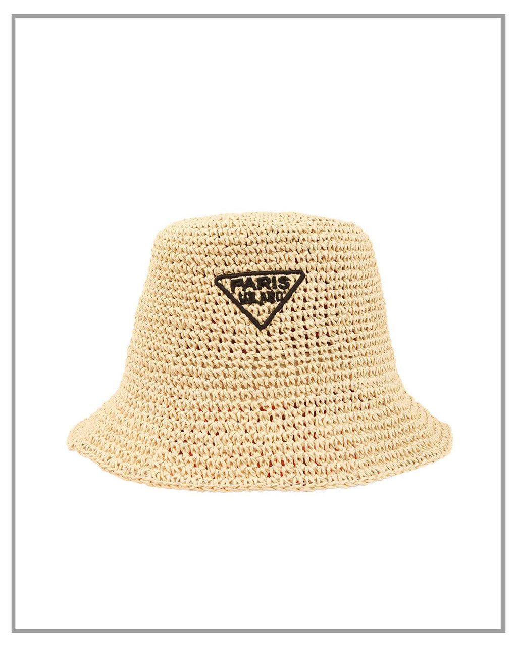 Paris Milano Khaki Embroidery Straw Bucket Hat