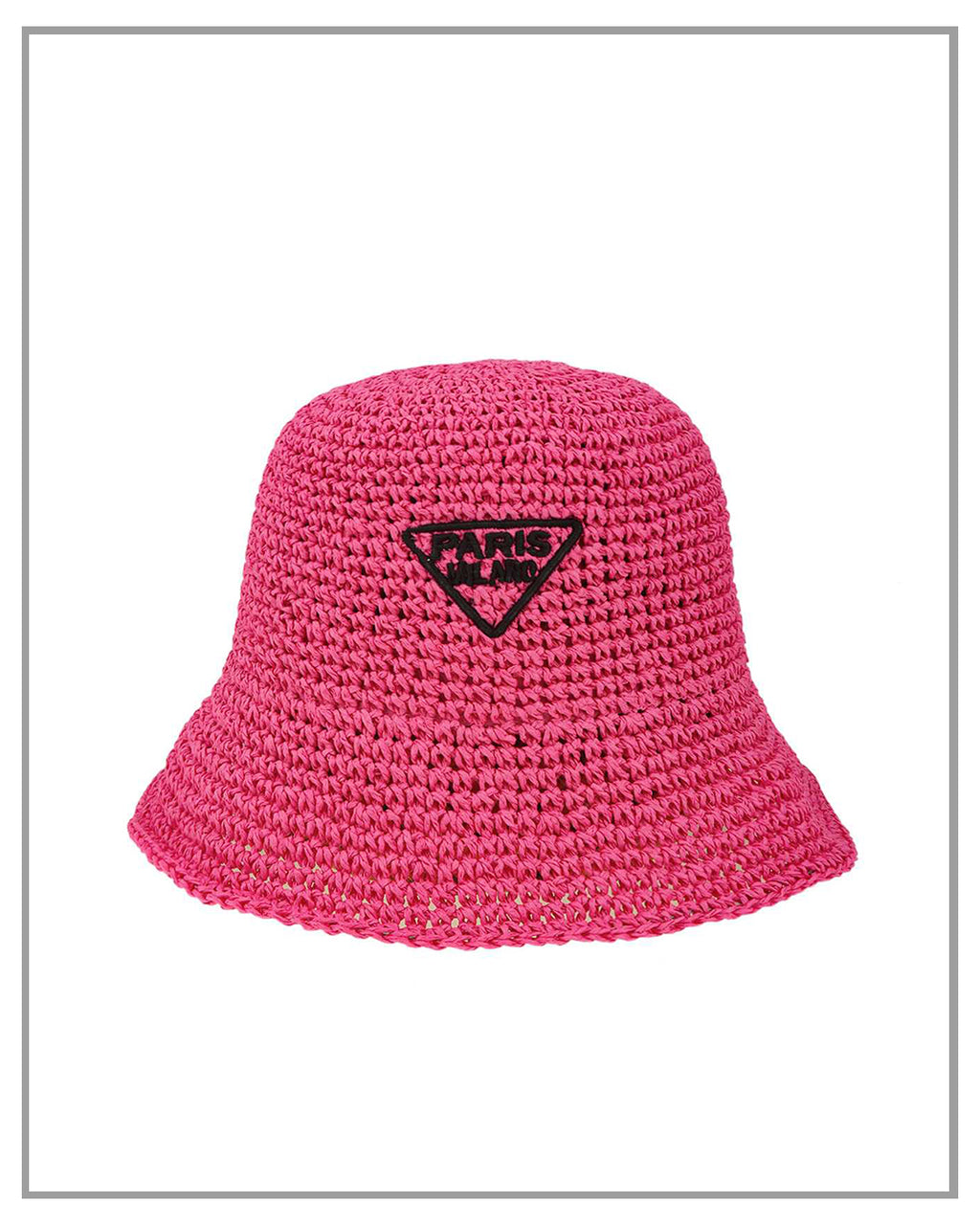 Paris Milano Pink Embroidery Straw Bucket Hat
