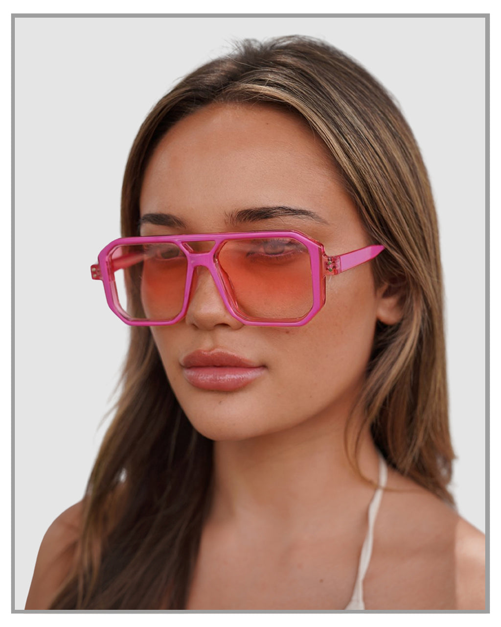 Pink Octagon Driver Sunglasses